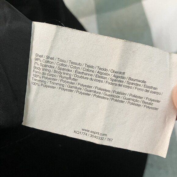 Y2K Esprit Shift Dress Womens Black Cotton Velvet Goth Vintage Neutral Fairy - Picture 6 of 11